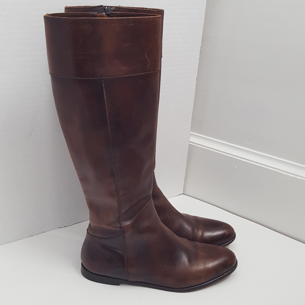 Saks Fifth Avenue brown leather riding boots 36.5